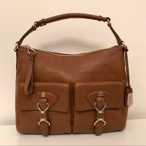 Cole Haan Ludlow St Avery Dark Amber Leather Hobo Bag Purse